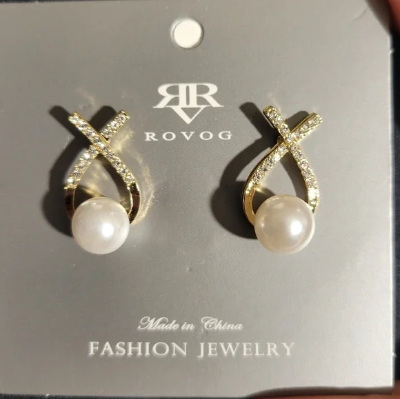 Earrings Gold With Pearl - Picture 1 of 5